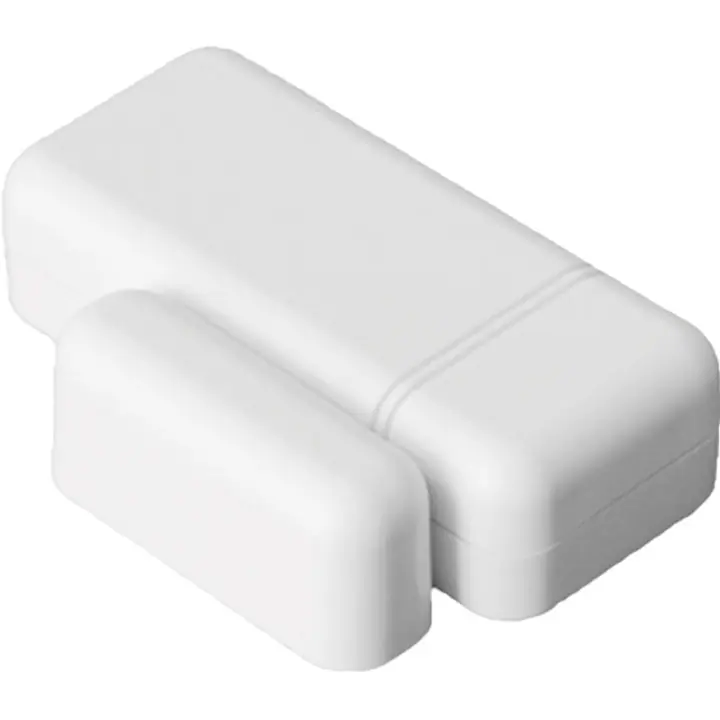 White wireless door and window contact sensor with its separate magnet piece