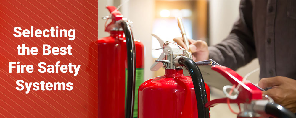 professional inspecting fire extinguishers.